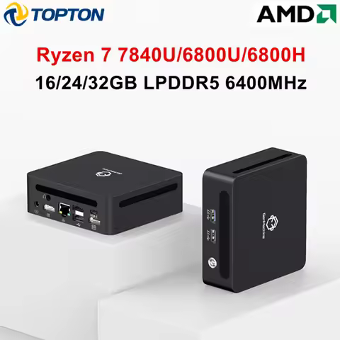 Topton New Metal Mini Computer AMD Ryzen 7 7840U 6800U 6800H LPDDR5 16/24/32GB 6400MHz Office Mini P