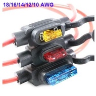 18/16/14/12/10AWG Waterproof 32V Medium Auto Fuse Holder 1and Car Blade Fuse 2A 3A 5A 7.5A 10A 15A 2