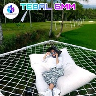 TERMURAH JARING SAFETYNET BAHAN TALI TAMBANG NILON PUTIH TEBAL 6MM UNTUK AYUNAN GANTUNG HAMMOCK SIM