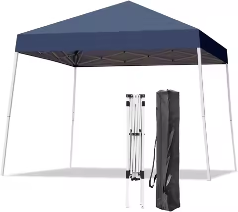 10x10FT Slant Leg Pop Up Canopy Tent, Portable Outdoor Shelter with Carrying Bag-10x10 Base 8x8 Top