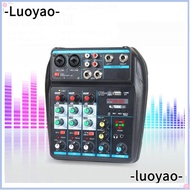 LUOYAO1 Audio Mixer, 4-Channel Monitor Karaoke System DJ Console Mixer,  with 48V Phantom Power Blue