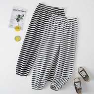 cotton pyjamas set baju tidur kanak kanak Jalur hitam dan putih kanak-kanak musim panas seluar anti 