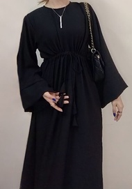 First Global Mulimah Jubah Abaya adjust Able Tali  Comcorep1pcs (Free gift tudung hitam 1pcs)