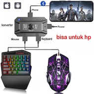 Keyboard+Mouse Set Gaming Converter Wireless Bluetooth Untuk Hp Android Keyboard Single Hand RGB Gam