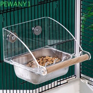 PEWANY1 Cage Mounted Bird Feeder, Acrylic Large Capacity Bird Food Dispenser, Practical Detachable H