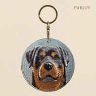 EMJOUR Double-Sided Embroidered Charm-Rowina Dog | Pet Animal Souvenir Gift Key Ring Bag Accessories