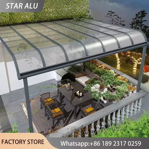 Heavy Duty Polycarbonate Awning Door Canopy Outdoor Sunshade Rain Shelter UV-Resistant Roof for Resi
