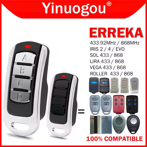 ERREKA SOL / LIRA / VEGA / ROLLER Garage Door Remote Control 433.92MHz 868MHz ERREKA IRIS 2 4 Remote