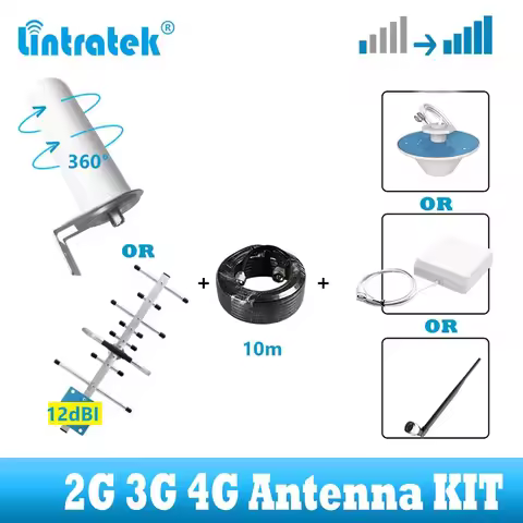 lintratek 2G 3G 4G Outdoor and indoor Antenna kit For GSM LTE 900 1800 2100 Cellular Signal Booster 