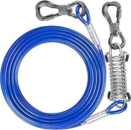 Tresbro 25 FT Dog Tie Out Cable with Spring, Shock Absorbing Tether Chains for Outside Aavilable in 