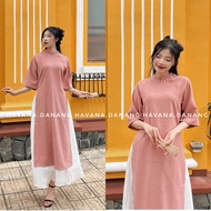 [VOUCHER 12%/149K] Áo dài cách tân nhung đính ngọc cổ tay lửng kèm chân váy HAVANA áo dài Tết 2024 A