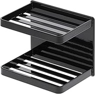 Yamazaki 3810 Magnetic Bathroom Soap Tray, 2 Tiers, Black, Approx. W 4.7 x D 3.3 x H 3.9 inches (12 