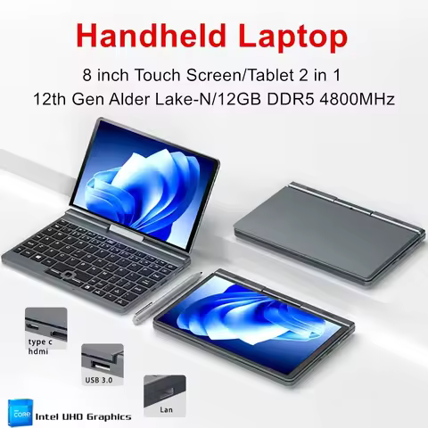 8 Inch 12th Gen P8 N150 Mini Gaming Laptop Intel Alder Lake N150 Touch Screen 12G DDR5 Windows 11 No