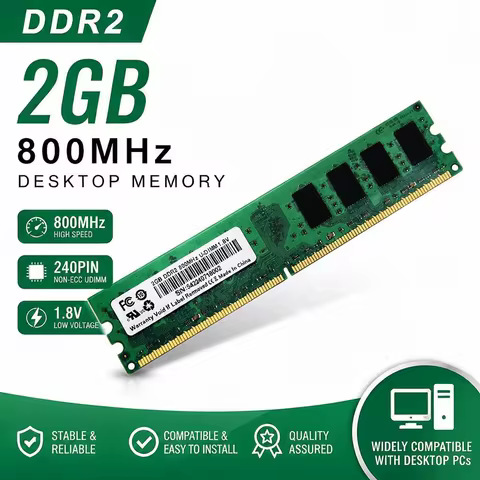 DDR2 RAM 2GB 800MHz PC2-6400 Desktop Memory DIMM 240Pin 1.8V Computer RAM Upgrade for Intel AMD PC