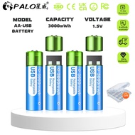 PALO Rechargeable Battery USB Quick Charge 1.5V AA 3000 mWh Lithium Batteries Large Capacity