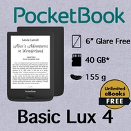 [No Ads] PocketBook Basic Lux 4 - 40 GB + 6" Display eReader | Unlimited eBooks Package