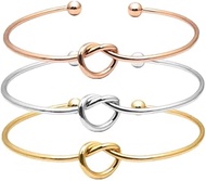 14K Gold Plated Forever Love Knot Infinity Bracelets for Women Simple Delicate Open Adjustable Love 