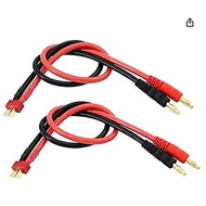 2Packs T-Plug Deans Style Connector to 4mm Banana Plugs Battery Charge Lead Adapter 14awg 30cm