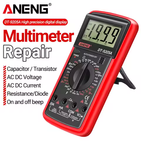 ANENG DT9205A Digital Multimeter 1999 Counts True RMS Auto Range AC/DC Amp Ohm Capacitance Tester Pr