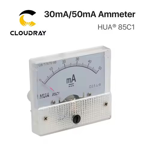 Cloudray 30mA 50mA Ammeter HUA 85C1 DC 0-30mA 0-50mA Analog Amp Panel Meter Current for CO2 Laser En