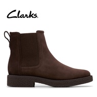 Clarks Womens Nella Top Chelsea Boots - Dark Brown Suede