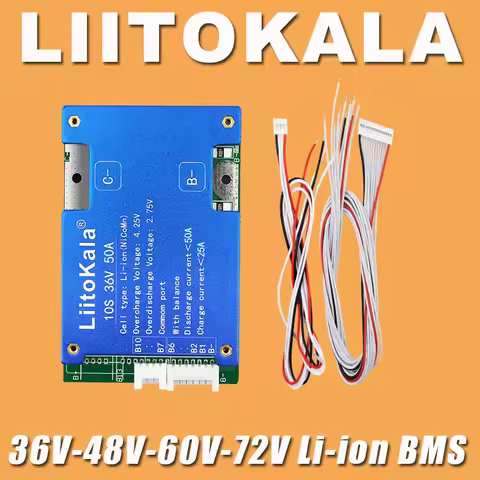 LIitoKala 10S/13S/16S/20S 36V 48V 60V 72V 20A/30A/50A Lithium Battery BMS Li-ion Battery Pack Balanc