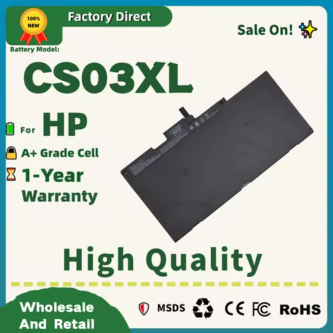 Factory Direct Sale 46.5Wh 11.4V CS03XL Laptop Battery For HP EliteBook 840 845 848 850 855 820 740 