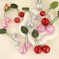 (MYANG)Disco Ball Cherry Decoration Pendant Decoration Room Decoration Mirror Ball With Leaf