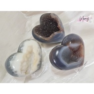 Brazilian Geode Druzy Heart Agate Ornament