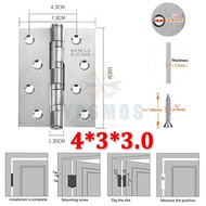 1Pairs 304 Stainless Door Hinges bisagra Silver W/Screw 4x3x2.0/2.5/3.0 mm