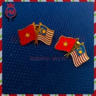 Cross Flag Malaysia and Vietnam Friendship Flag - Malaysian and Vietnam Flag Pin - HM