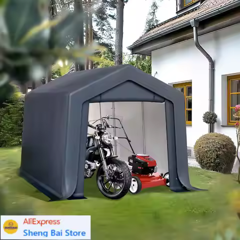 8'x12'x7.3' Outdoor Portable Storage Shelter Shed Garage with 2 Roll up Zipper Doors & Vents Carport