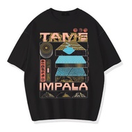 OVERSIZE T-SHIRT BAND TAME IMPALA THE MOMENT VINTAGE TEE (DARK GREY AND BLACK T-SHIRT)