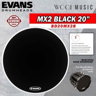 Evans BD20MX2B MX2 Black Marching Bass Drumhead (Batter) 20'' - Made In USA