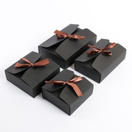 Kraft Paper Gift Box Brown Black Color Rectangular Gift Box With Ribbon For Gift Decoration Food Packaging