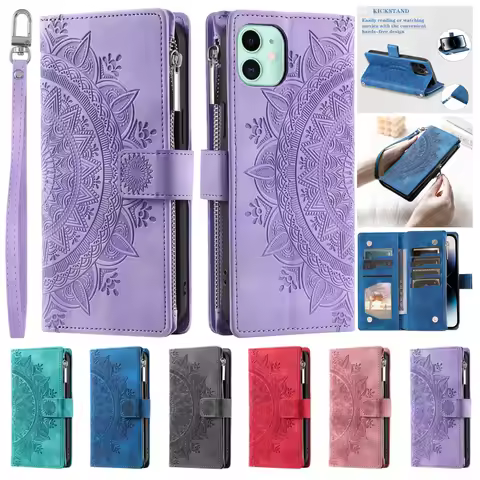 Totems Zipper Card Case for Oppo A53 A73 A93 A54 A74 A94 A53s A93s A54s 5G OPPO A 53 Magnetic Leathe