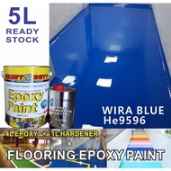 9596 WIRA BLUE ( 5L ) Epoxy Paint ( Heavy Duty Coating Brand ) Floor Coating Paint / Cat Lantai ceme