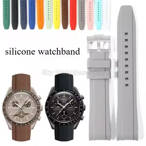 Silicone Watch Accessories for Omega and Swatch Collaboration Watchband MoonSwatch Series 20mm Black