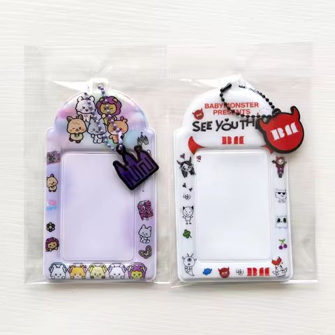 KPOP Babymonster Cartoon Card Photo Frame Keychain (G)I-DLE PhotoCard Holder Bag Pendants ANYEON RUK
