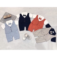 Newborn Baby Boy Rompers Gentleman Baju Raya Baby