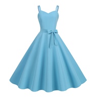 Party Dress Cocktail Dress Elegant Vintage Womens A-line Midi Dress with Bow Decor for Prom Wedding 