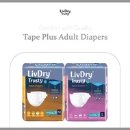 (Carton Deal) LivDry Trusty Slip Tape Plus Adult Diapers - Size M / L