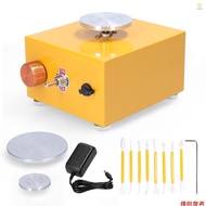Kids DIY Clay Tool with Tray for Ceramic Work Mini Pottery Wheel Ceramic Turntable Portable Electric
