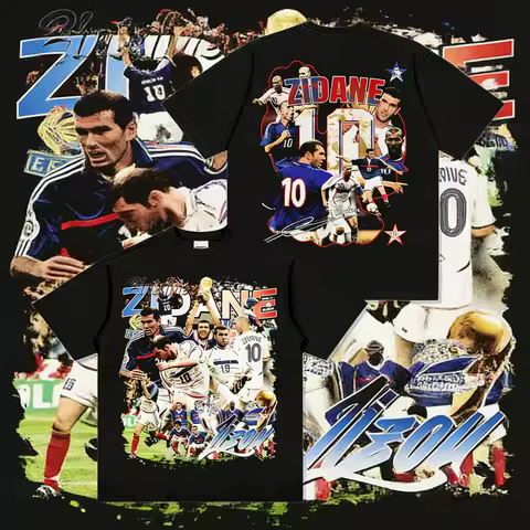 1998 Zidane France 100%cotton men's shirt football jersey Commemorative shirt Summer oversized Women
