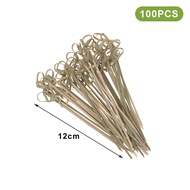 【AY】100Pcs Bamboo Skewer Barbeque Bar Tool Kitchen Cocktail Picks Disposable Bamboo Knot Skewer Frui