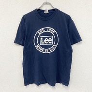 Lee 短袖印花 T 卹，單線縫製，復古款，海軍藍，M 碼，古著。