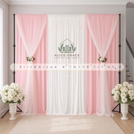 Set Of F001 Cloth 2 Curtains With Mosquito Nets 1 White In The Middle Width 2.5-3 Height 2.4 Meters 