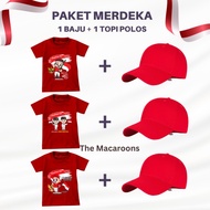 PAKET HEMAT ! Baju Kaos + Topi Anak Kemerdekaan 17 Agustus - Dirgahayu