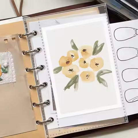 Page Protectors 10 Pieces A7 6-Ring Binder Protector Pages Card Sleeves for Photos Receipts Stickers