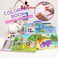 Children Crayon Gouache Painting Book Set Cartoon Art Painting Doodle Book Kid Drawing Coloring Book